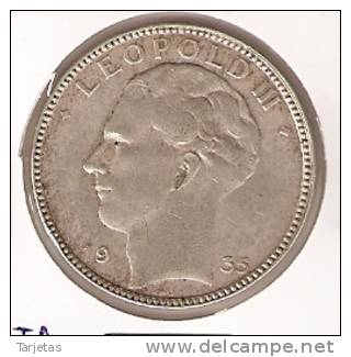 MONEDA DE PLATA DE BELGICA DE 20 FRANCOS DEL AÑO 1935  (COIN) SILVER-ARGENT - 20 Frank