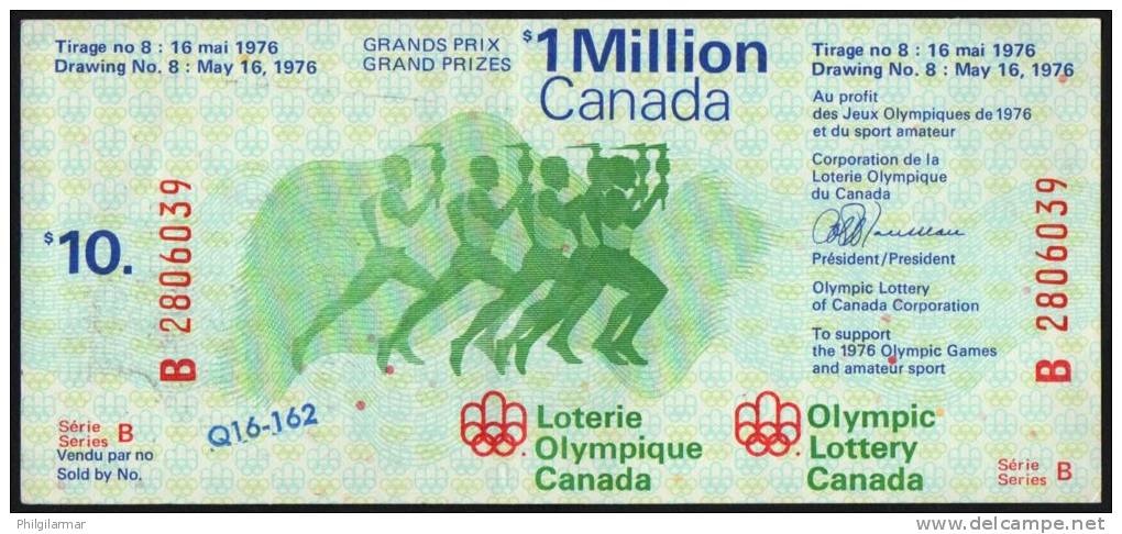 CANADA 1976 - OLYMPIC GAMES MONTREAL ´76 - OLYMPIC LOTTERY CANADA - Andere & Zonder Classificatie