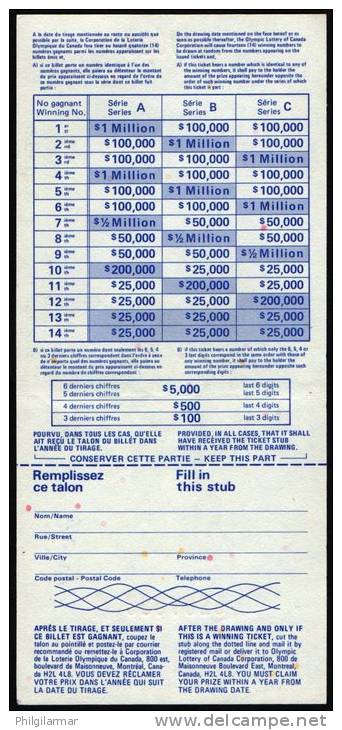 CANADA 1976 - OLYMPIC GAMES MONTREAL ´76 - OLYMPIC LOTTERY CANADA - Other & Unclassified