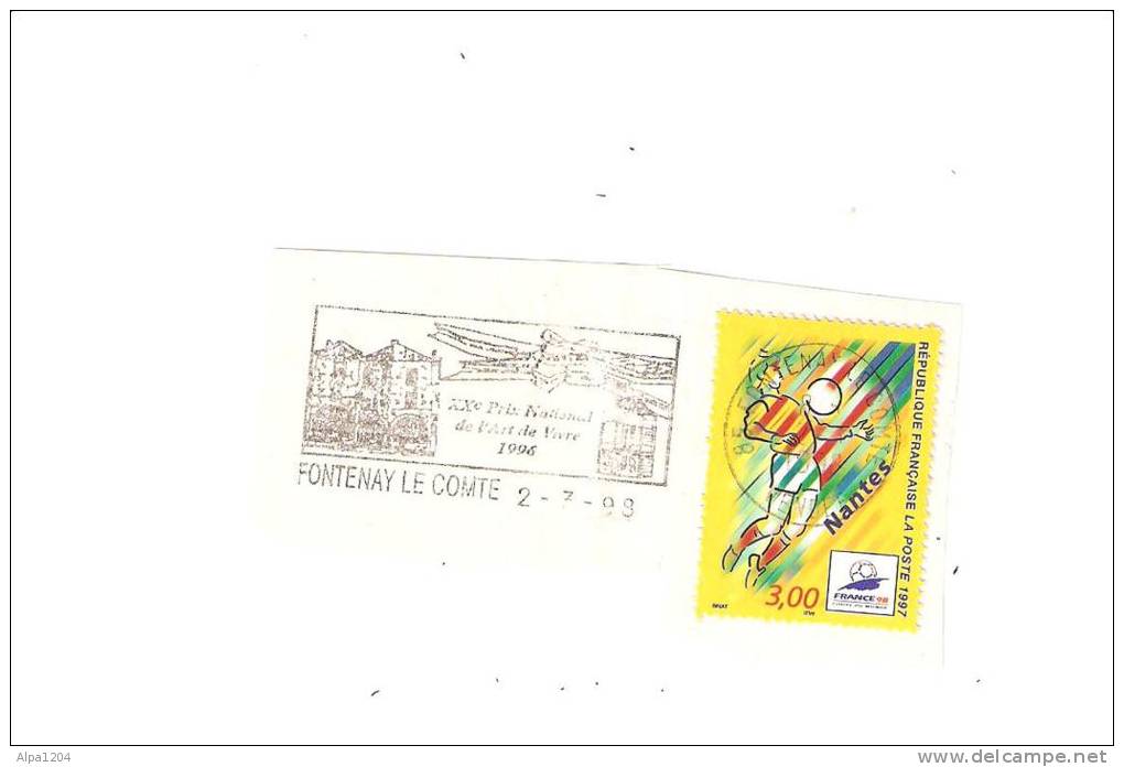 TIMBRE FRANCE ANNEE 1997 "Coupe Du Monde De Football France 98 - NANTES" OBLITERE - Briefe U. Dokumente