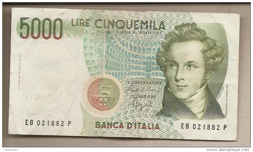 Italia - Banconota Circolata Da 5000 Lire "Bellini" - 1988 - 5000 Lire