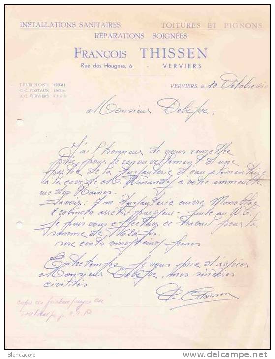 FRANCOIS THISSEN RUE DES HOUGNES à VERVIERS - 1900 – 1949