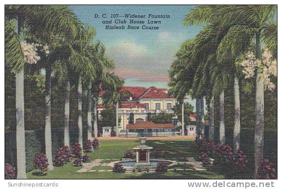 Florida Miami Widener Fountain And Club House Lawn Hialeah Race Course - Fort Myers