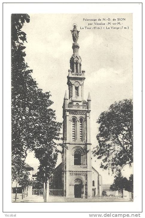 Cp, 54, Par Vézelise, Pèlerinage De N. D. De Sion, La Tour, La Vierge,  Voyagée 1937 - Vezelise