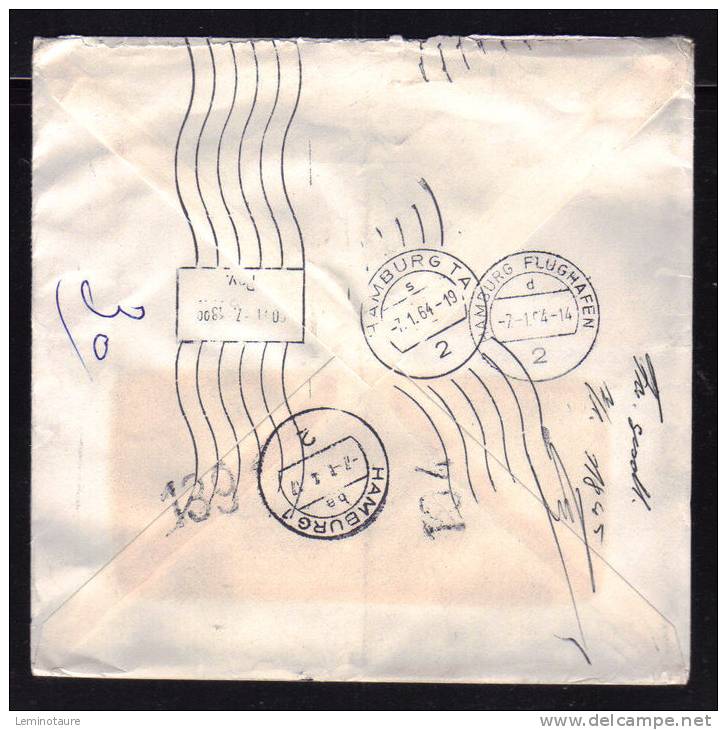 2ème échelon Pour L'ALLEMAGNE / EXPRES Recommandé Avion à 3F40 / BORDEAUX 06.01.1964 / Détails Tarif Dans Description - Tarifs Postaux