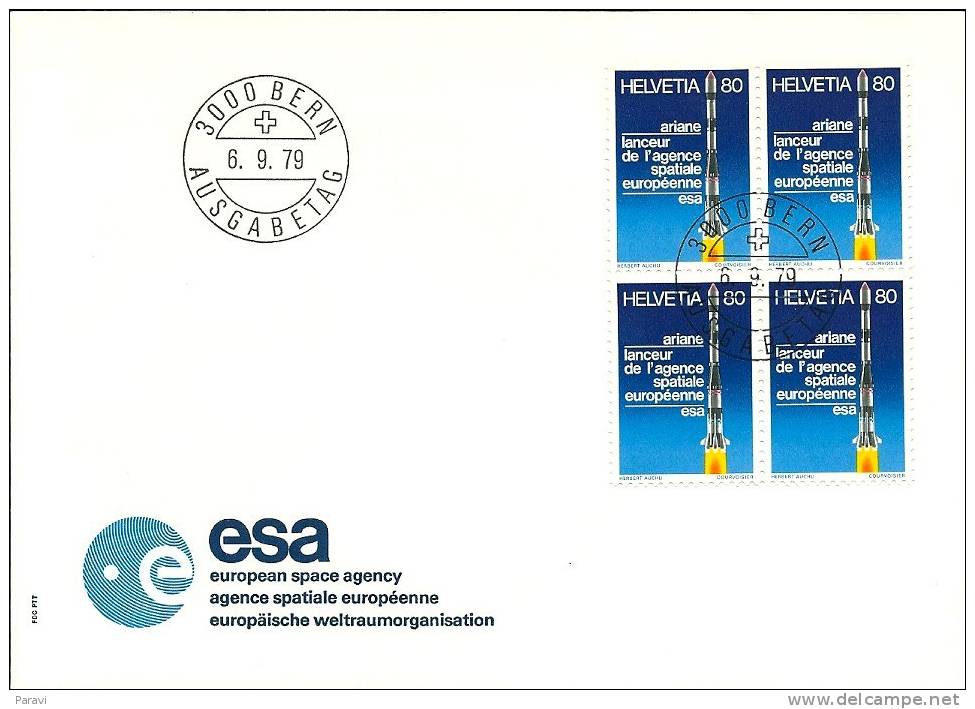 Suisse FDC 1979 * Ariane - Agence Spatiale Européenne * Oblitéré Du 1er Jour - FDC
