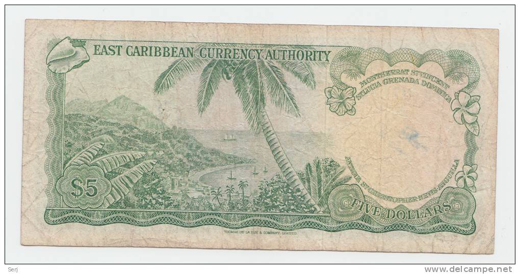 East Caribbean States 5 Dollars 1965 VF Banknote P 14i 14 I (Letter A) - Caraïbes Orientales