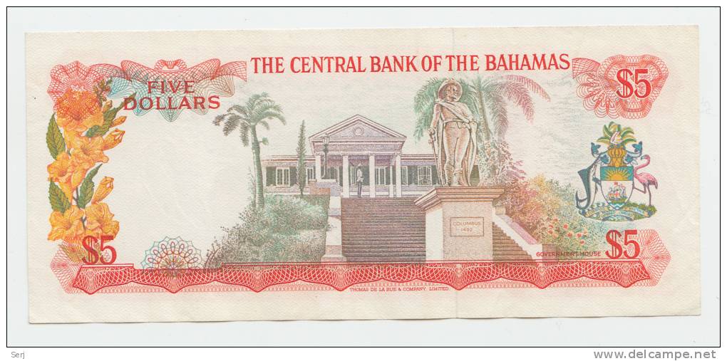 BAHAMAS 5 DOLLARS L. 1974 AXF P 37b  37 B - Bahamas