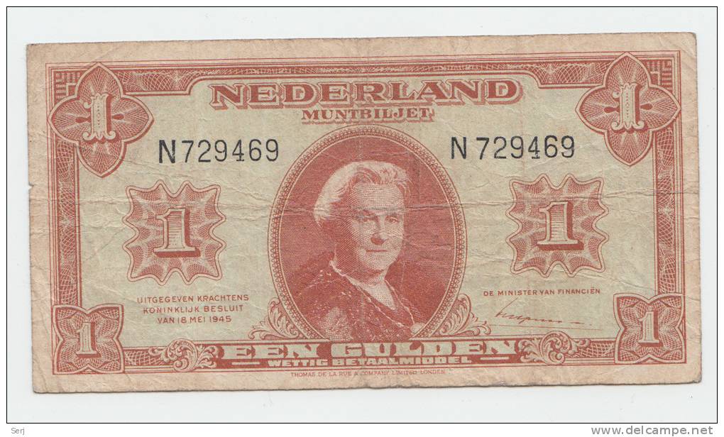 Netherlands 1 Gulden 1945 "F" P 70 - 1 Gulde