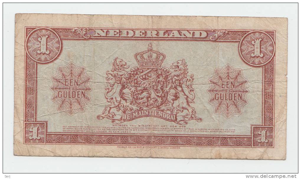 Netherlands 1 Gulden 1945 "F" P 70 - 1  Florín Holandés (gulden)