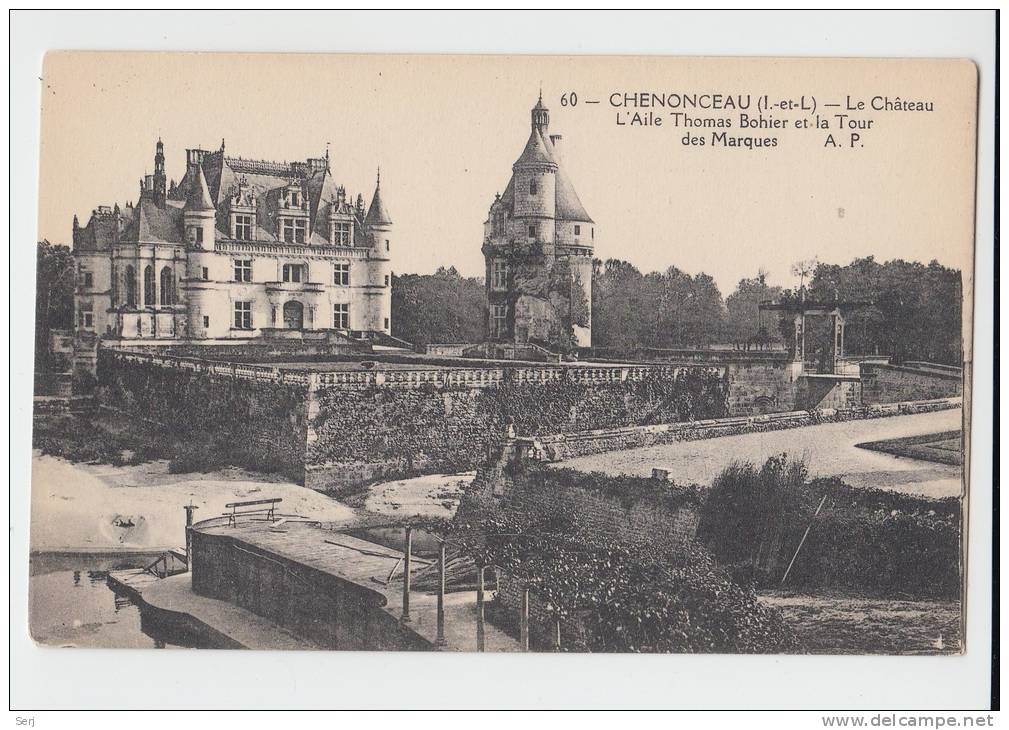 Chenonceau-Le Château-L'aile Thomas Bohier,la Tour Des Marques Et Le Pont-Levis  France Old PC - Chenonceaux