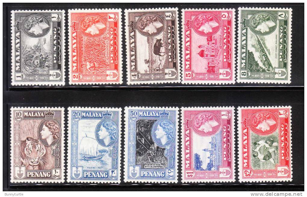 Malaya Penang 1957 QE Def. Queen Elizabeth Mint Hinged / MNH - Penang
