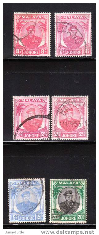 Malaya Johore 1949-55 Sultan Ibrahim Def. Used - Johore