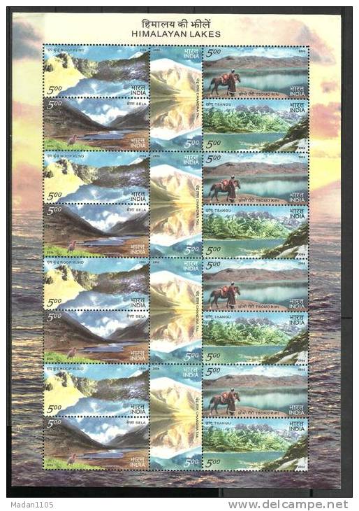 INDIA, 2006, Himalayan Lakes,Setenant Set 5 V, Tourism, Sheetlet, MNH, (**) - Unused Stamps
