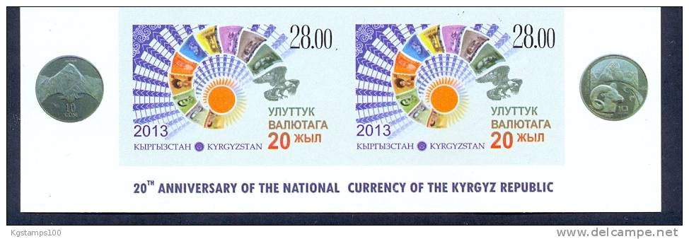 Kyrgyzstan 2013 20th Ann. Of The Kyrgyz Currency(banknotes, Coins) 2v Imperforated - Kyrgyzstan