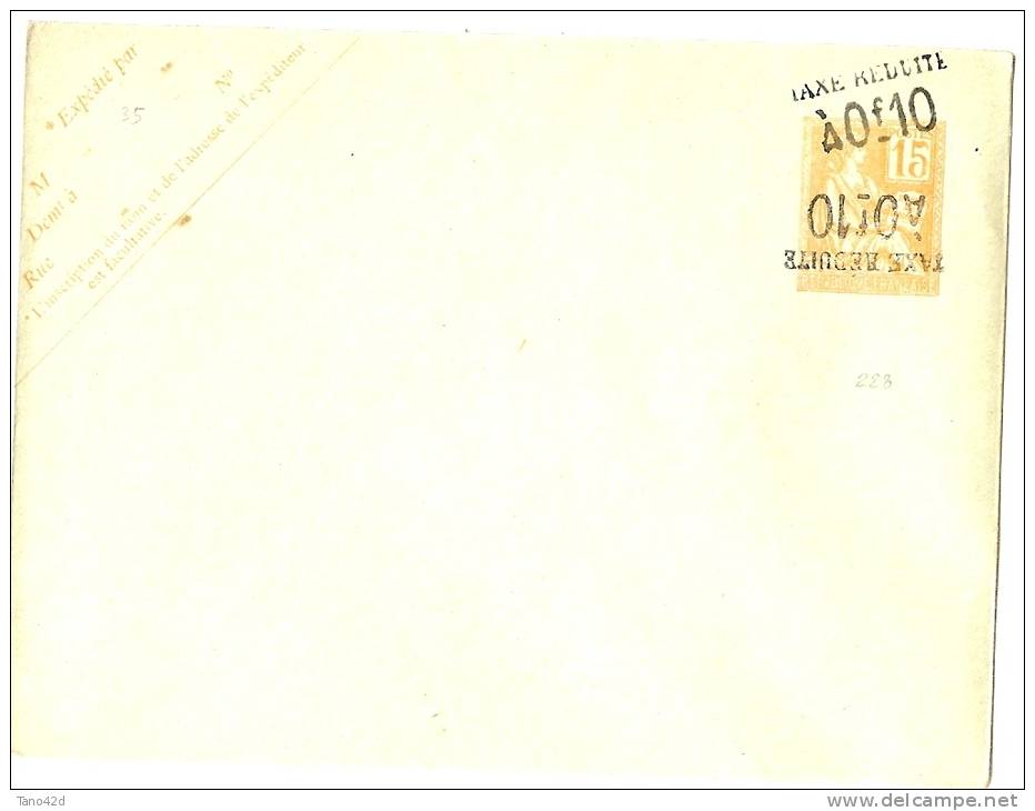 LPP12 - ENVELOPPE TYPE MOUCHON PRIMITIF 15c 123x96mm  DATE 228 VARIETE DE SURCHARGE - Enveloppes Types Et TSC (avant 1995)