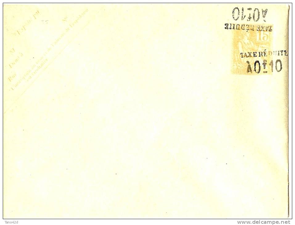 LPP12 - ENVELOPPE TYPE MOUCHON PRIMITIF 15c 123x96mm  DATE 223 VARIETE DE SURCHARGE - Standard Covers & Stamped On Demand (before 1995)