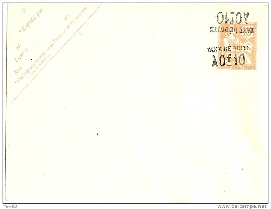 LPP12 - ENVELOPPE TYPE MOUCHON RETOUCHE 15c 123x96mm  DATE 313 VARIETE DE SURCHARGE - Standard Covers & Stamped On Demand (before 1995)