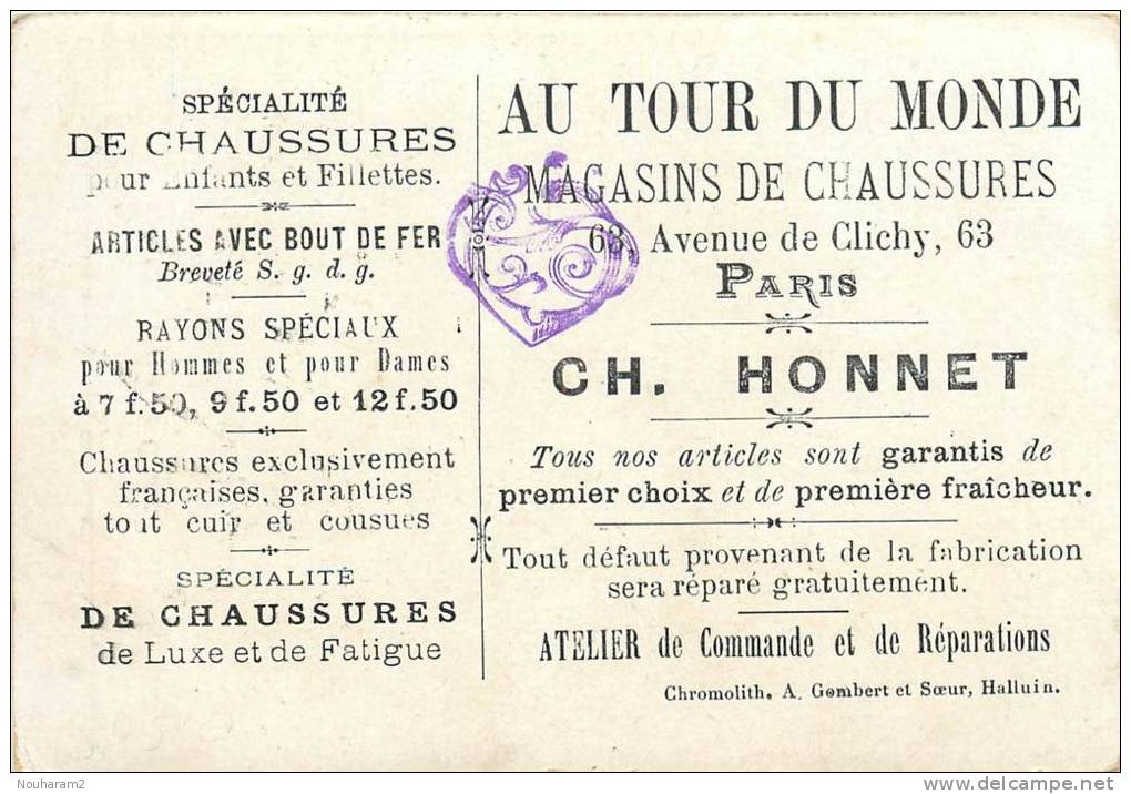 Chromos Réf. B585. Au Tour Du Monde, Chaussures - Paysages, Fleuve, Pont, Pécheur, Village - Otros & Sin Clasificación