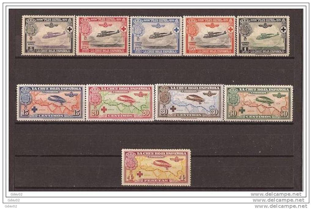 ES339SCSF-L2095TESSC.España Spain.Espagne 1ª CRUZ ROJA ESPAÑOLA AEREA 1926 (Ed 339/48**). Sin Charnela MAGNIFICA - Sellos