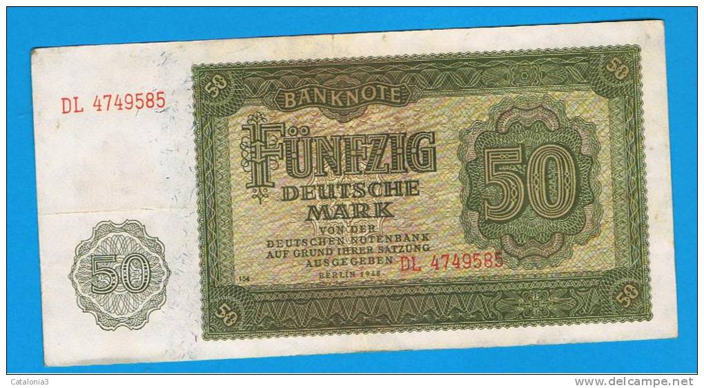 ALEMANIA - GERMANY - 50 Deutschemark 1948 MBC  P-14b - 50 Deutsche Mark