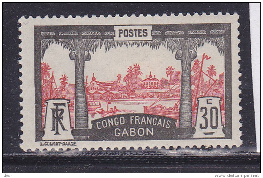 GABON N° 40 30C GRIS ET ROUGE VUE DE LIBREVILLE NEUF AVEC CHARNIERE - Altri & Non Classificati