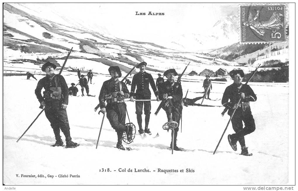 Col De Larche - Chasseurs Alpins En Raquettes - Autres & Non Classés