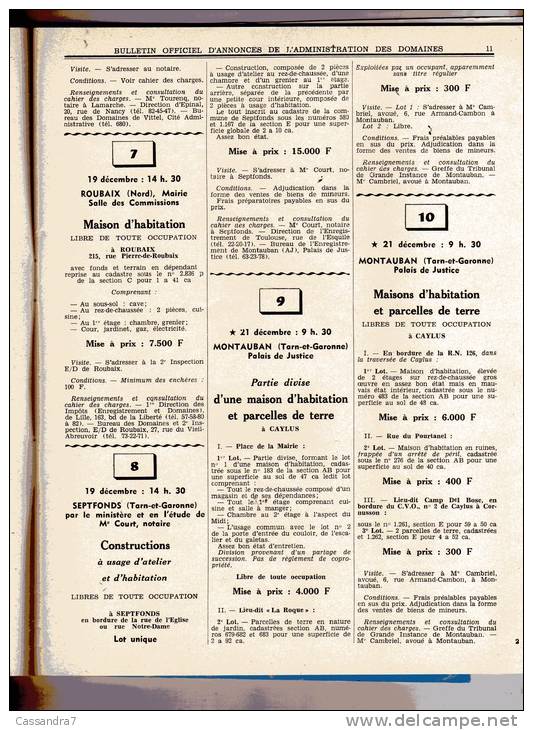 Bulletin Officiel Annonces Administration Domaines-N°446-Pithiviers-Clichy, Café-restaurant - Au Soleil D'or - Caylus - - Autres & Non Classés