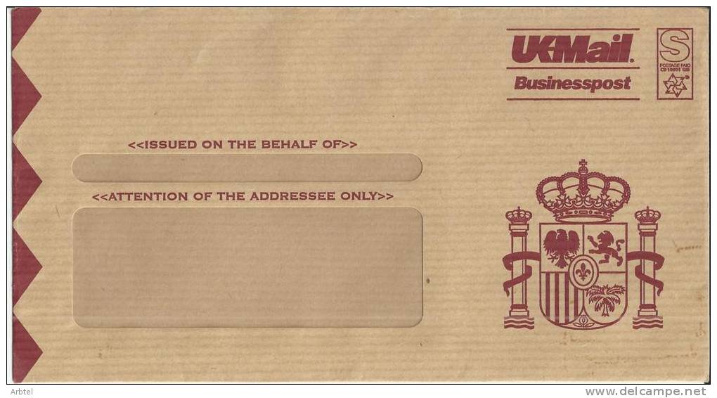 INGLATERRA CC ESCUDO UKMAIL BUSINESSPOST - Briefe U. Dokumente