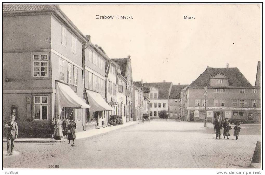 Grabow Mecklenburg Markt Belebt Hotel Stadt Hamburg Rechts Kaufhaus Christian Otto Colonialwaren Delikatessen Conserven - Ludwigslust