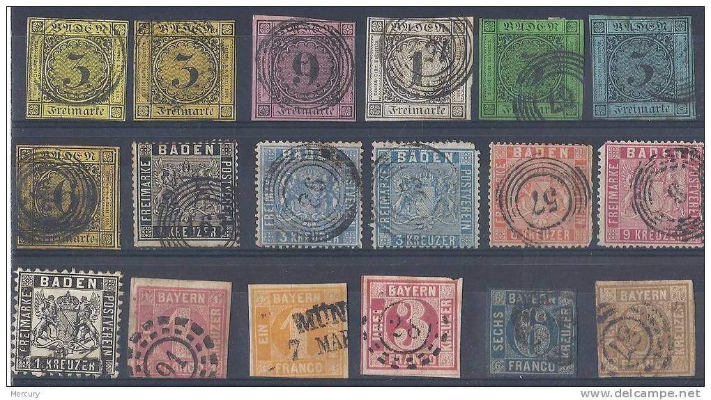 ETATS ALLEMANDS - Bon Ensemble De Timbres Classiques -  9 Scans - Sammlungen