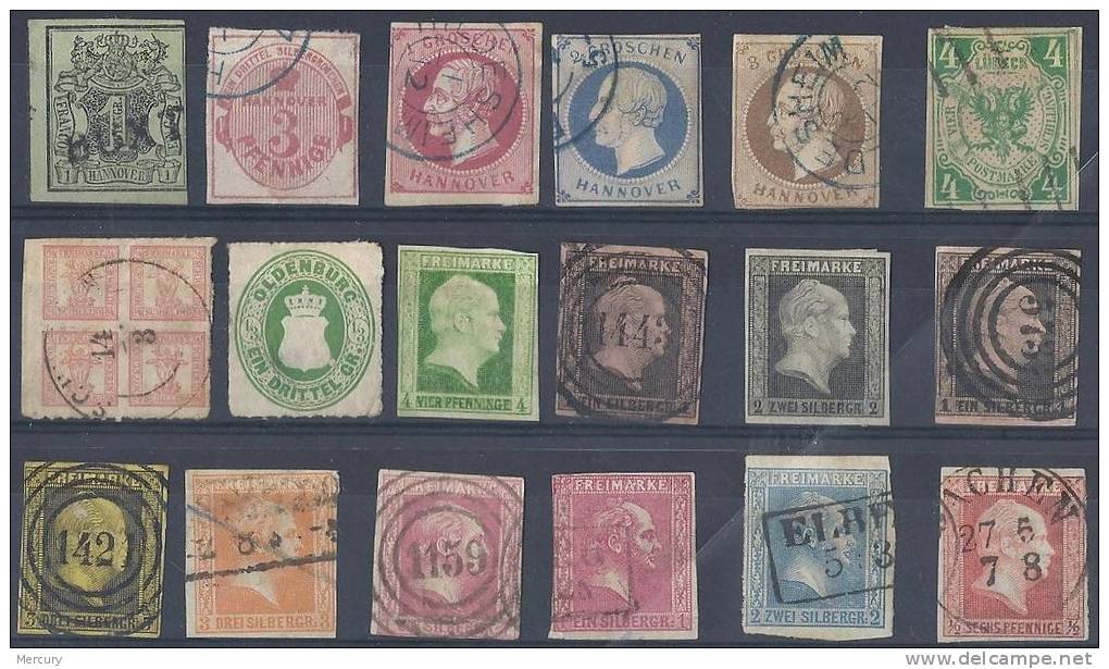 ETATS ALLEMANDS - Bon Ensemble De Timbres Classiques -  9 Scans - Collections