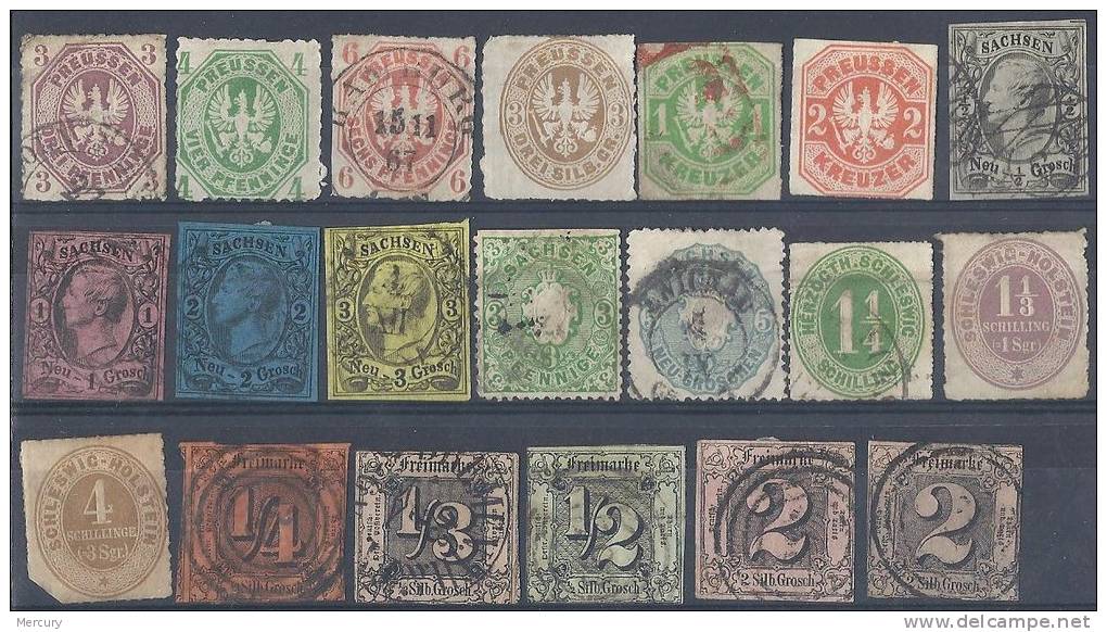 ETATS ALLEMANDS - Bon Ensemble De Timbres Classiques -  9 Scans - Collections