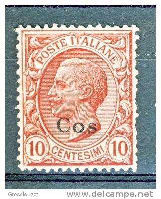 Coo, Isole Egeo, 1912 SS. 54 N. 3 C. 10 Rosa USATO - Egée (Coo)