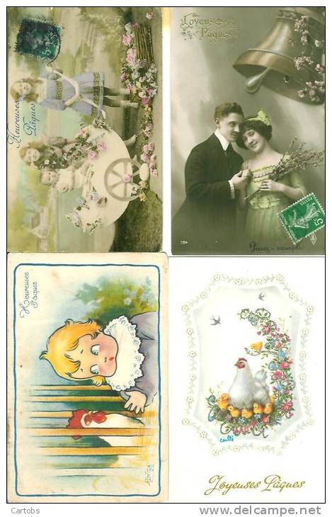 LOT De 4 Cartes  Heureuses Pâques - Pâques