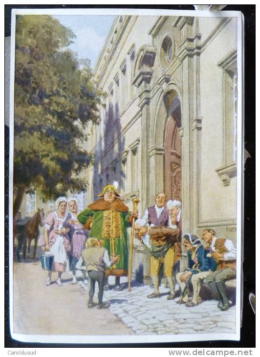 Rare LITHO Image Allemande 12X17 Illustrateur PAUL HEY Deutsche Marchen 4 N° 49 Der Zwerg Nase W. HAUFF - Collections