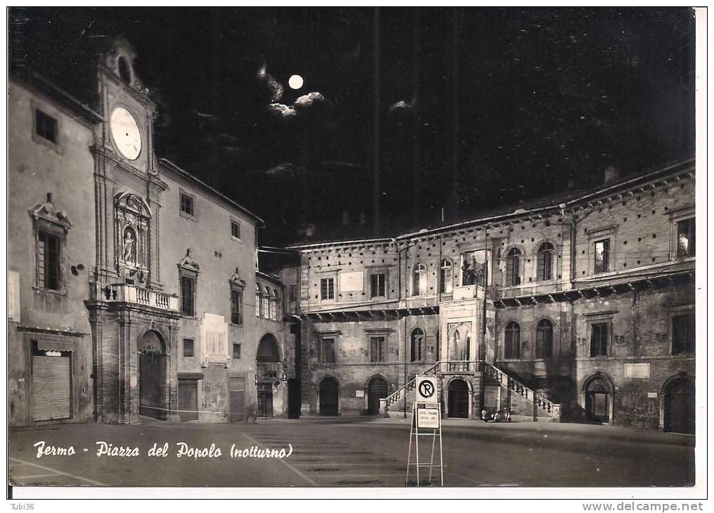 FERMO , PIAZZA DEL POPOLO, PARTICOLARE,  B/N VIAGGIATA  1962, - Fermo