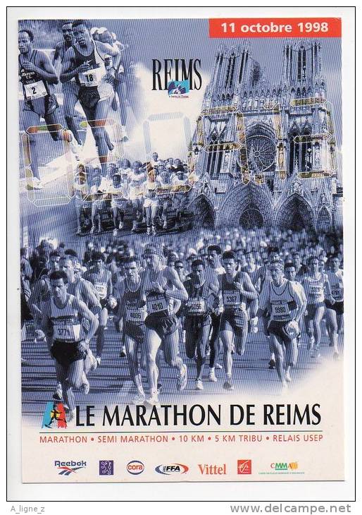 Ref 114 CPM Type Cart'com Carte à Pub Sport Marathon De Reims 1998 - Autres & Non Classés