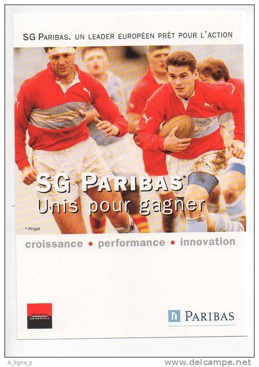 Ref 114 CPM Type Cart'com Carte à Pub RUGBY Société Générale Paribas - Autres & Non Classés