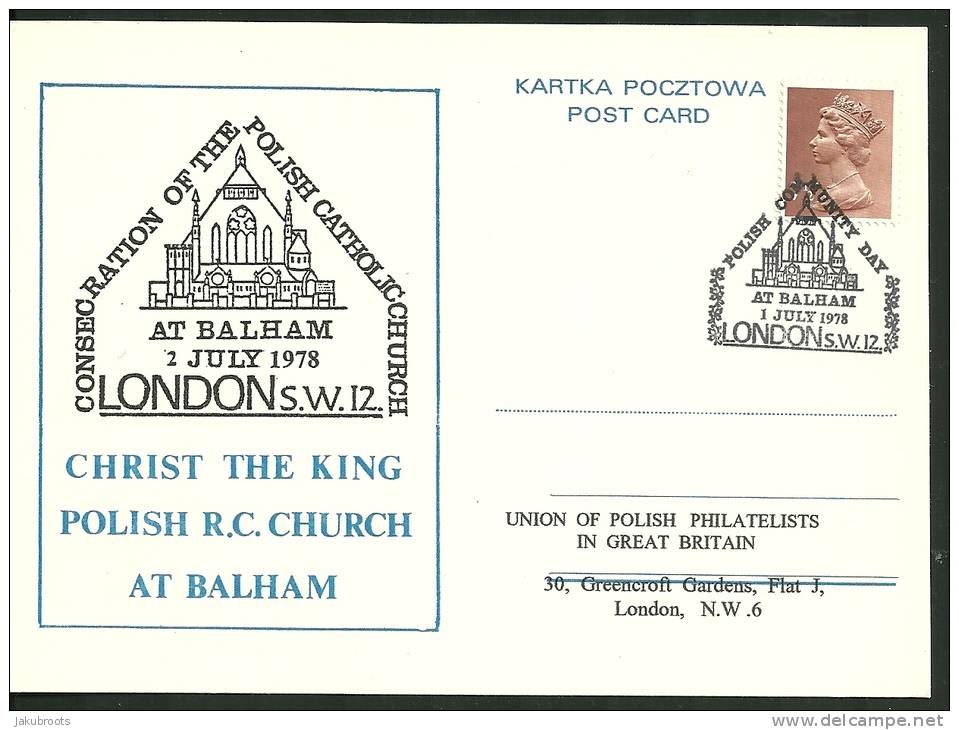 CONSECRATION OF THE POLISH  CATHOLIC  CHURCH  BALHAM  LONDON 1978. - Gobierno De Londres (En Exhilio)