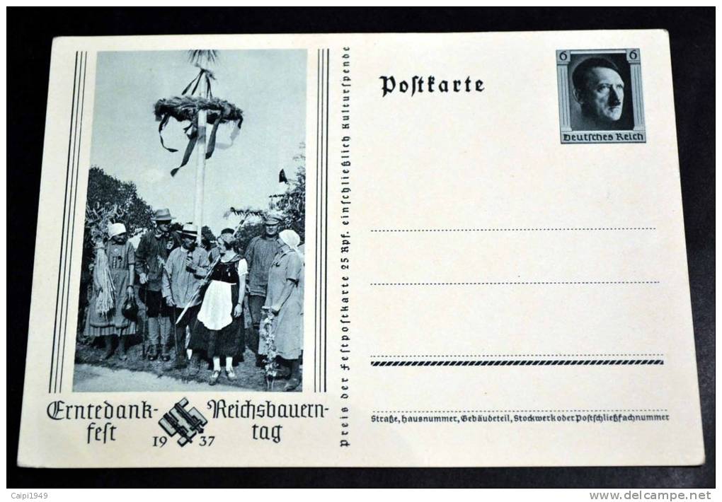 Erntedankfest 1937, Dekorative GA-Karte - Briefe U. Dokumente