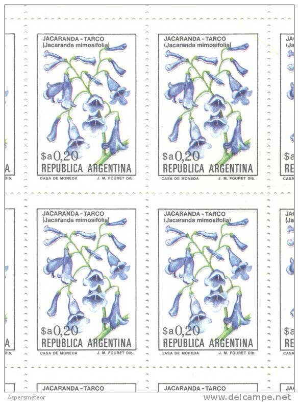 1983-1985 SERIE BASICA FLORES ARGENTINAS EN PESOS ARGENTINOS JACARANDA TARCO JACARANDA MIMOSIFOLIA  TBE MNH - Sonstige & Ohne Zuordnung