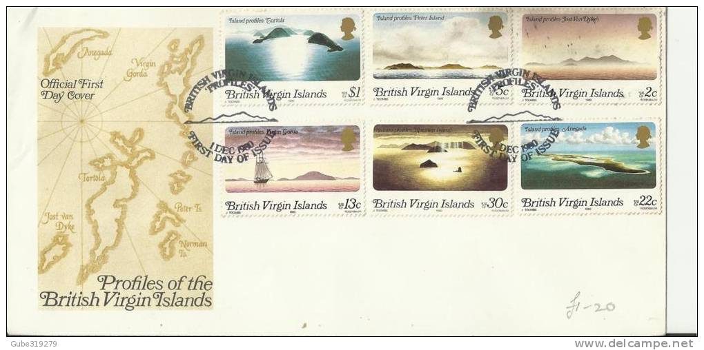 BRITISH VIRGIN ISLANDS 1980 - FDC COAST PROFILES  OF B.V.I. W 6 STS  OF2-5-13-22-30 C- 1$ POSTM. DEC 1, 1980 REBVI 29- S - British Virgin Islands