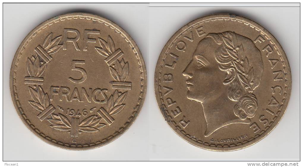 **** 5 FRANCS LAVRILLIER 1946 C - BRONZE-ALUMINIUM **** EN ACHAT IMMEDIAT !!! - Other & Unclassified