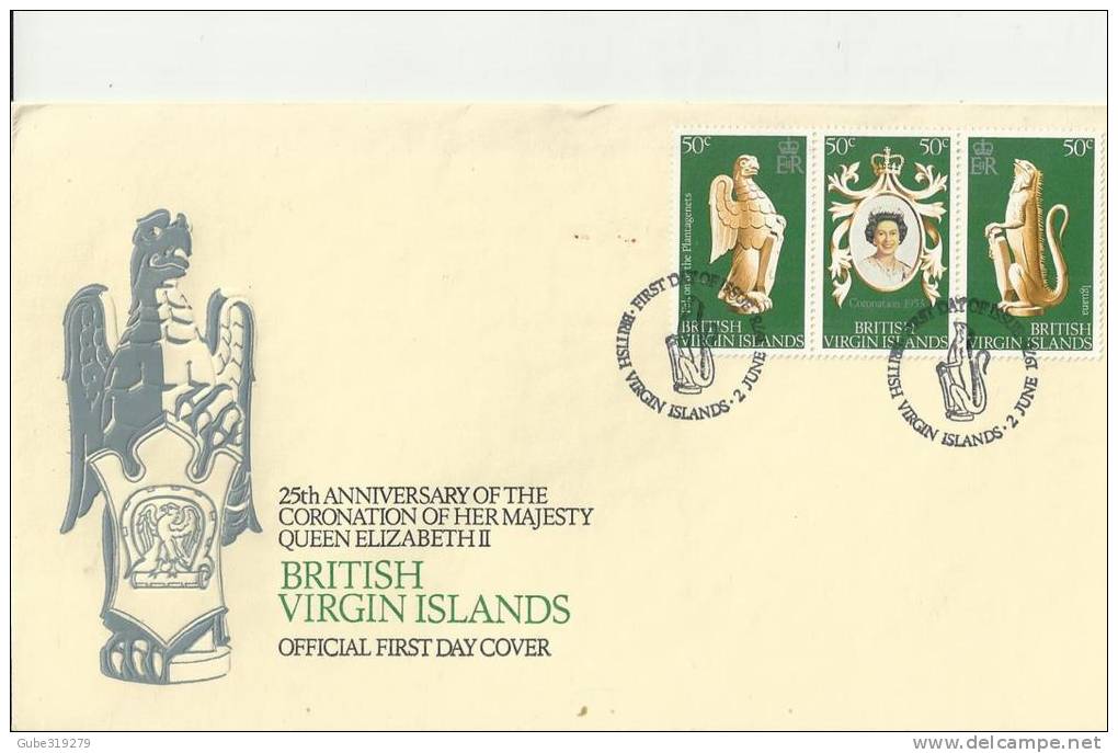 BRITISH VIRGIN ISLANDS 1978 - FDC 25 YEARS CORONATION OF QUEEN ELIZABETH II W 3 STS OF 50 C POSTM JUN 2 1978 REBVI 21 - - Britse Maagdeneilanden