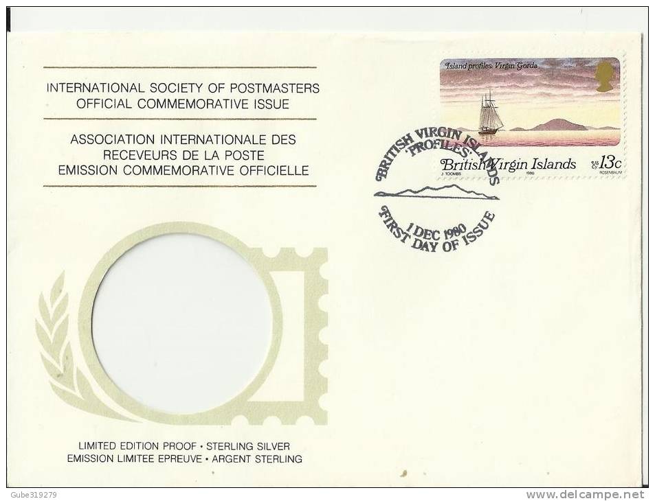 BRITISH VIRGIN ISLANDS 1980 - FDC PROFILES OF BWI - PARTIAL COVER OF STERLING SILVER STAMP PROOF MISSING W 1 STS OF 13 C - British Virgin Islands