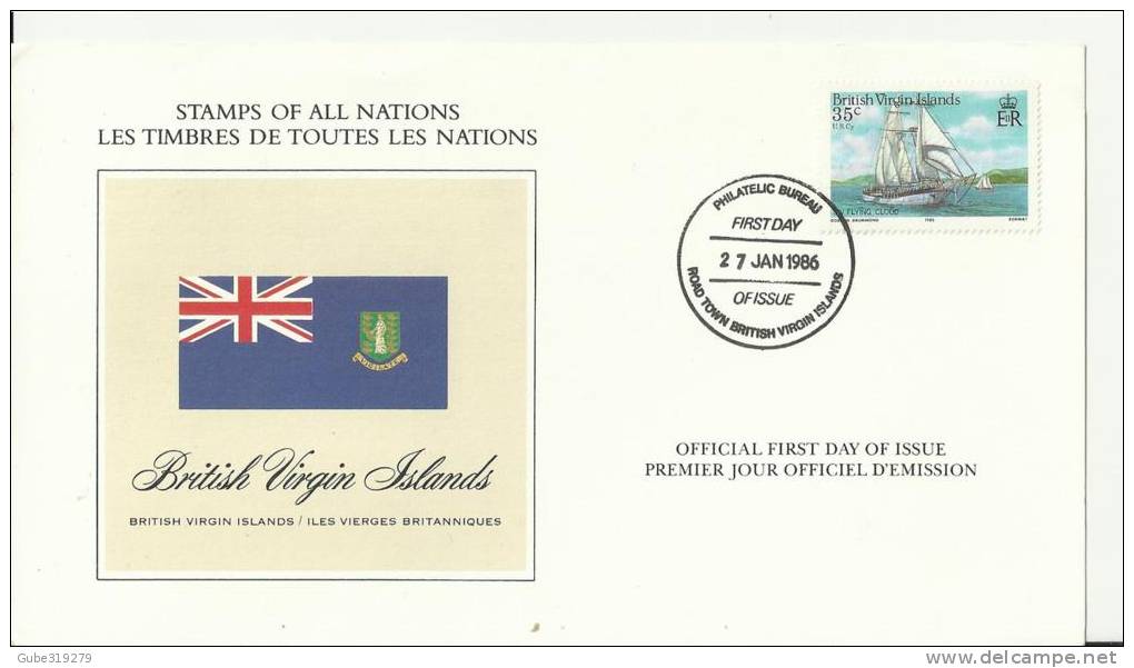 BRITISH VIRGIN ISLANDS 1986 - FDC STAMPS OF ALL NATIONS - S. FLYING COULD W 1 STS OF 35 C POSTM JAN 27, 1986  REBVI 35 - - British Virgin Islands