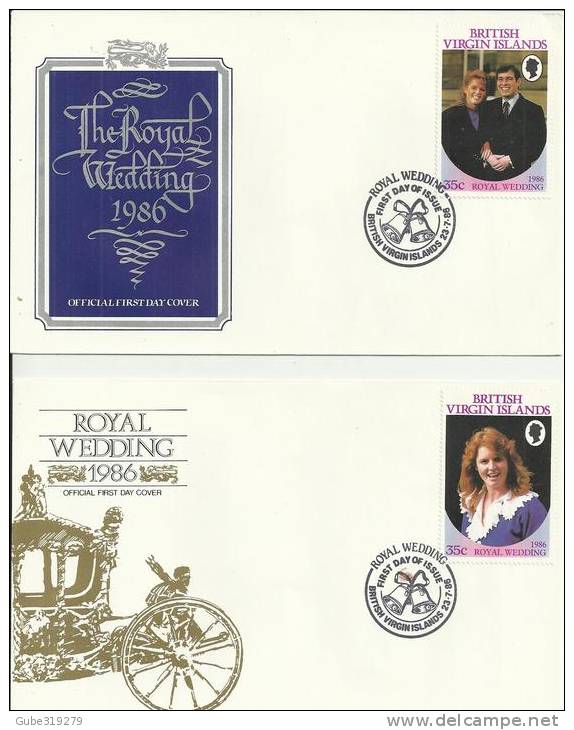 BRITISH VIRGIN ISLANDS 1986 - SET OF 4 FDC - ROYAL WEDDING-PRINCE ANDREW - SARAH FERGUSSON W 1 ST EACH OF 35 C(2)-$ 1.00 - Britse Maagdeneilanden