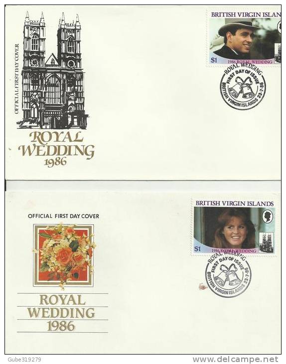 BRITISH VIRGIN ISLANDS 1986 - SET OF 4 FDC - ROYAL WEDDING-PRINCE ANDREW - SARAH FERGUSSON W 1 ST EACH OF 35 C(2)-$ 1.00 - Iles Vièrges Britanniques