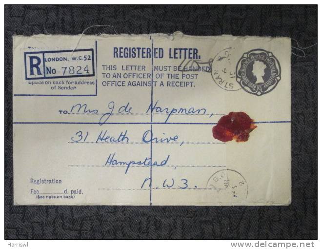 GREAT BRITAIN REGISTERED LETTER WITH WAX SEAL - Brieven En Documenten